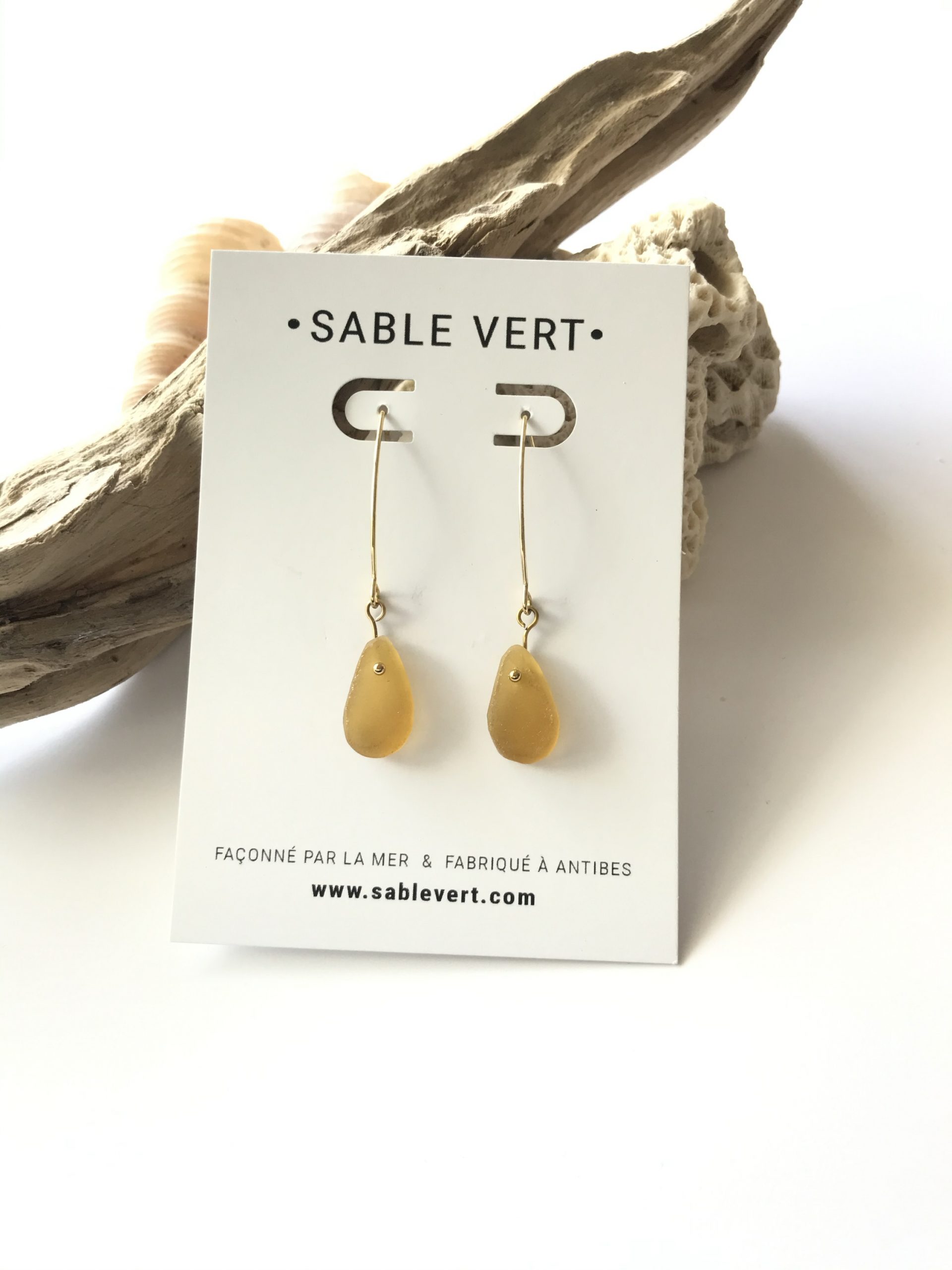 SABLE VERT | Boucles d'oreilles - Bijou recyclé en verre de Mer