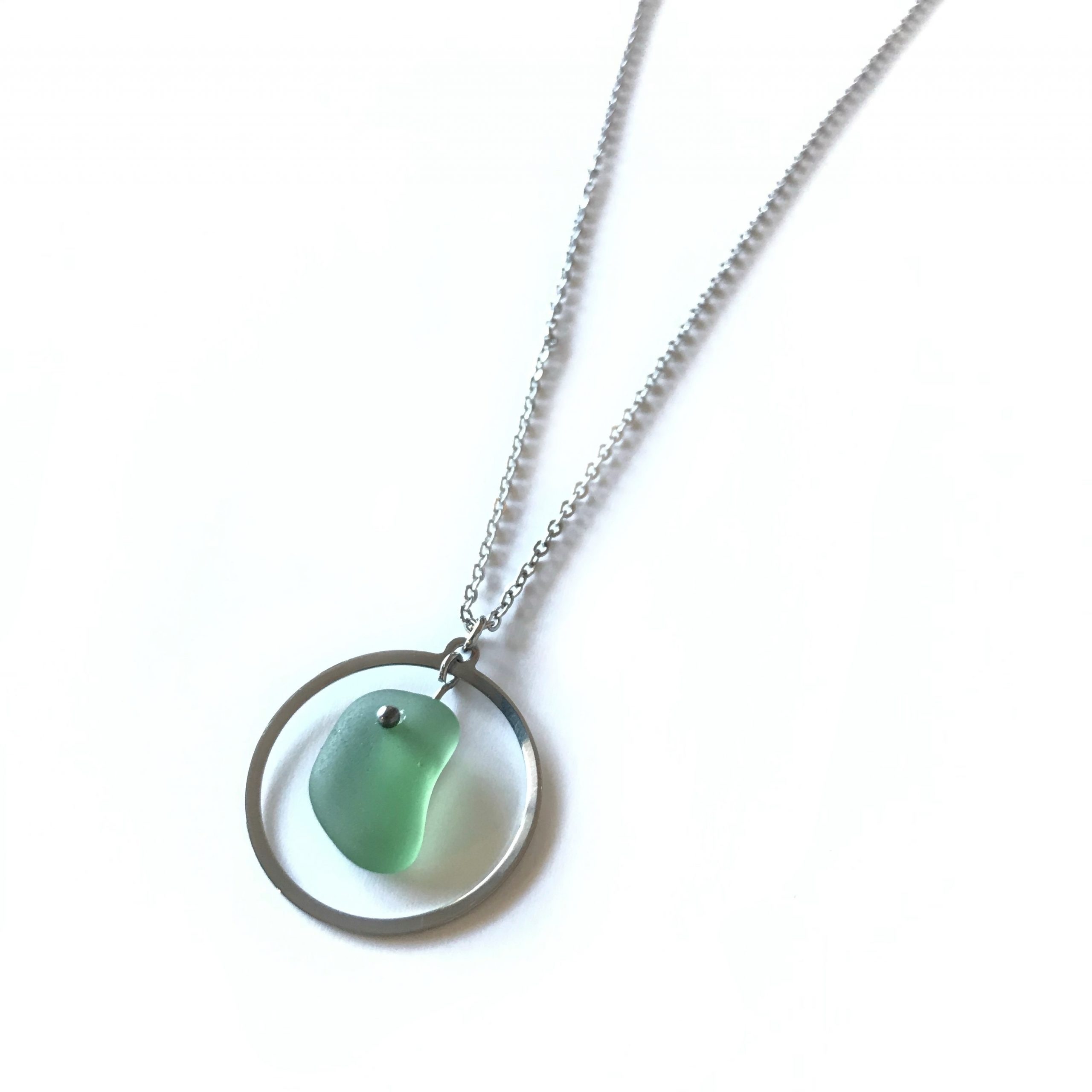 SABLE VERT | Collier ATOLL - Bijou pendentif écologique en verre recyclé - Fabriqué en France