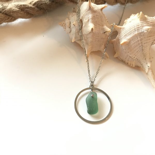 SABLE VERT | Collier ATOLL - Bijou pendentif écologique en verre recyclé - Fabriqué en France