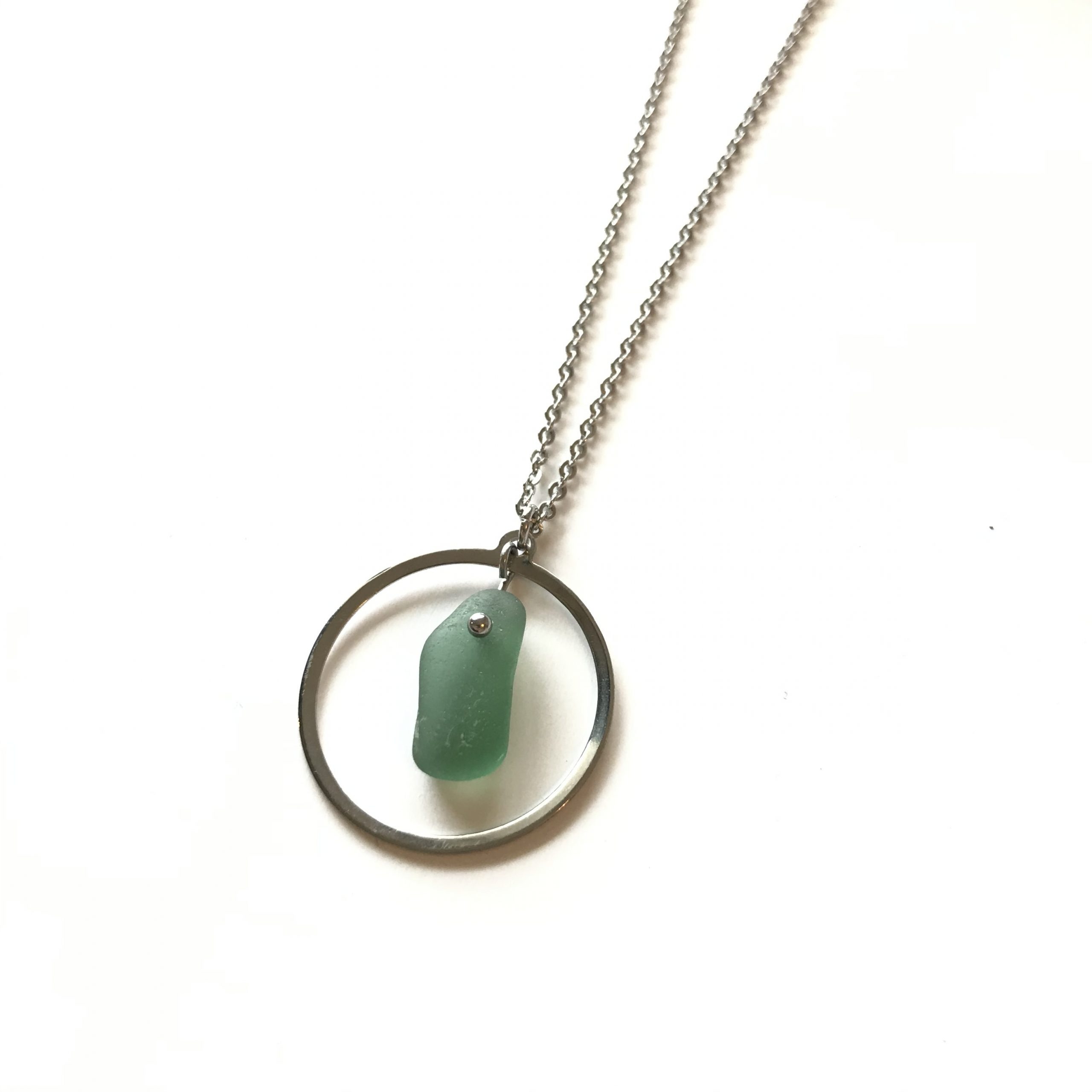 SABLE VERT | Collier ATOLL - Bijou pendentif écologique en verre recyclé - Fabriqué en France