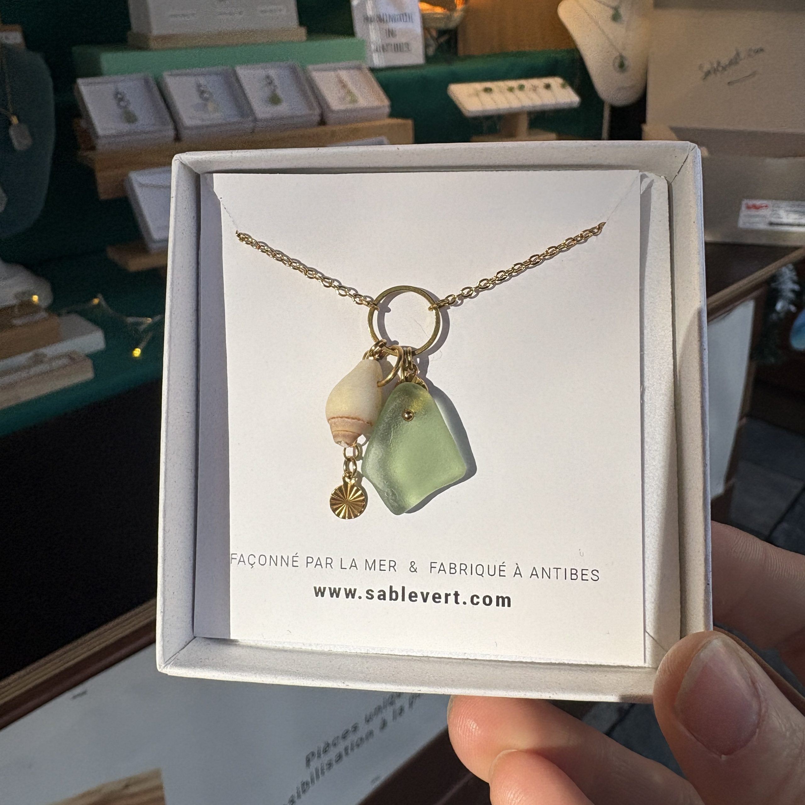 Collier doré RETOUR DE PLAGE Vert