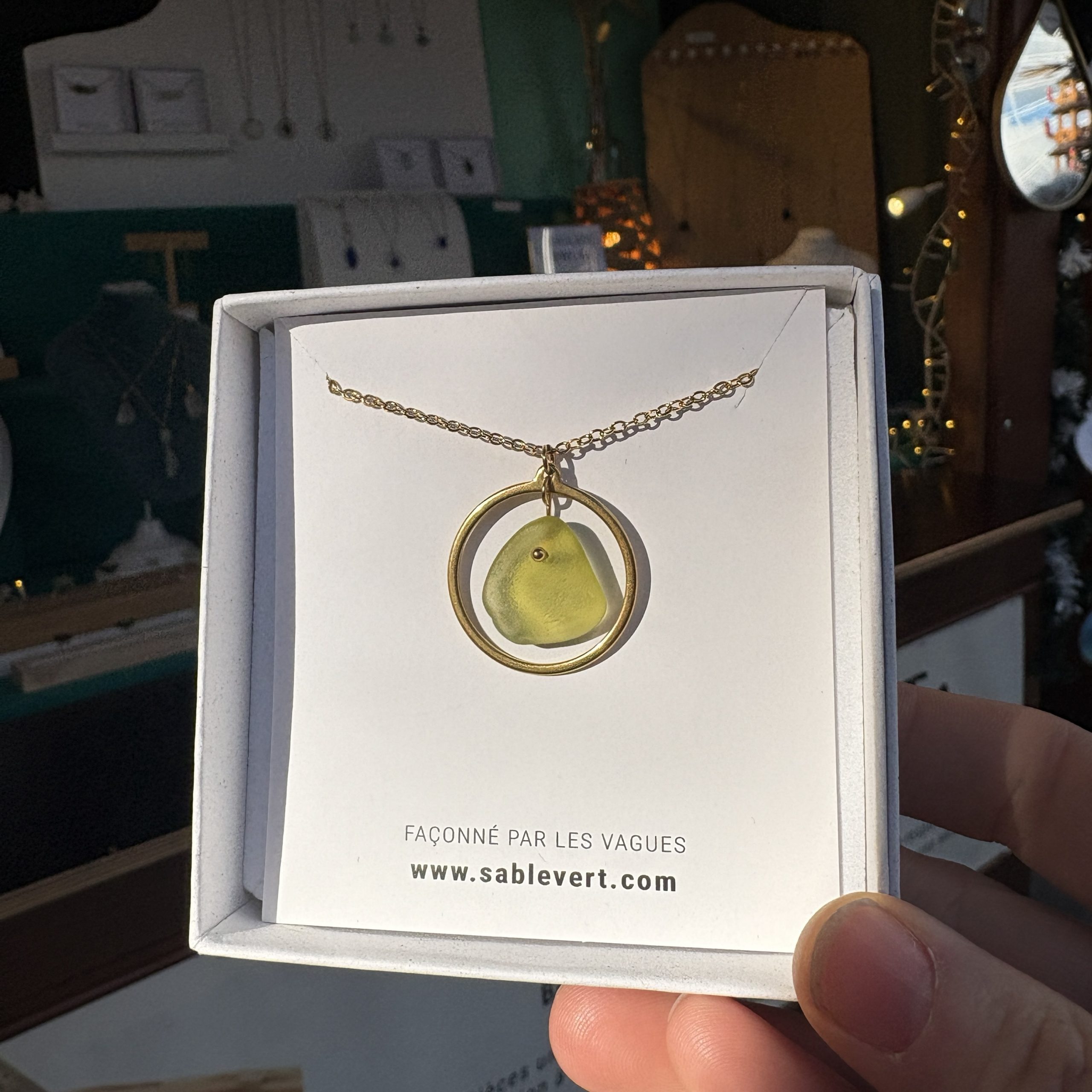 Collier doré ATOLL Vert – Image 2