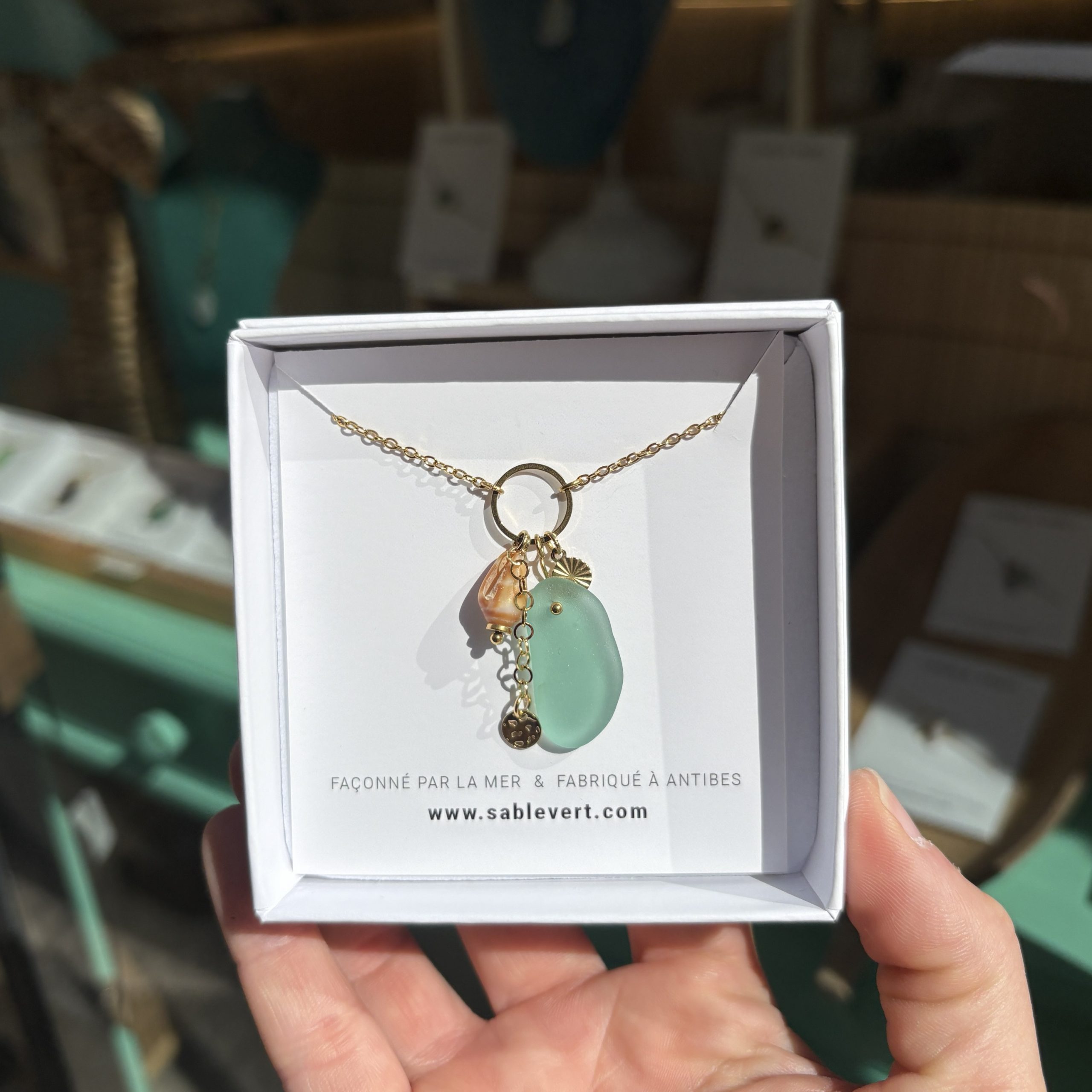 Collier doré PLAGE Vert