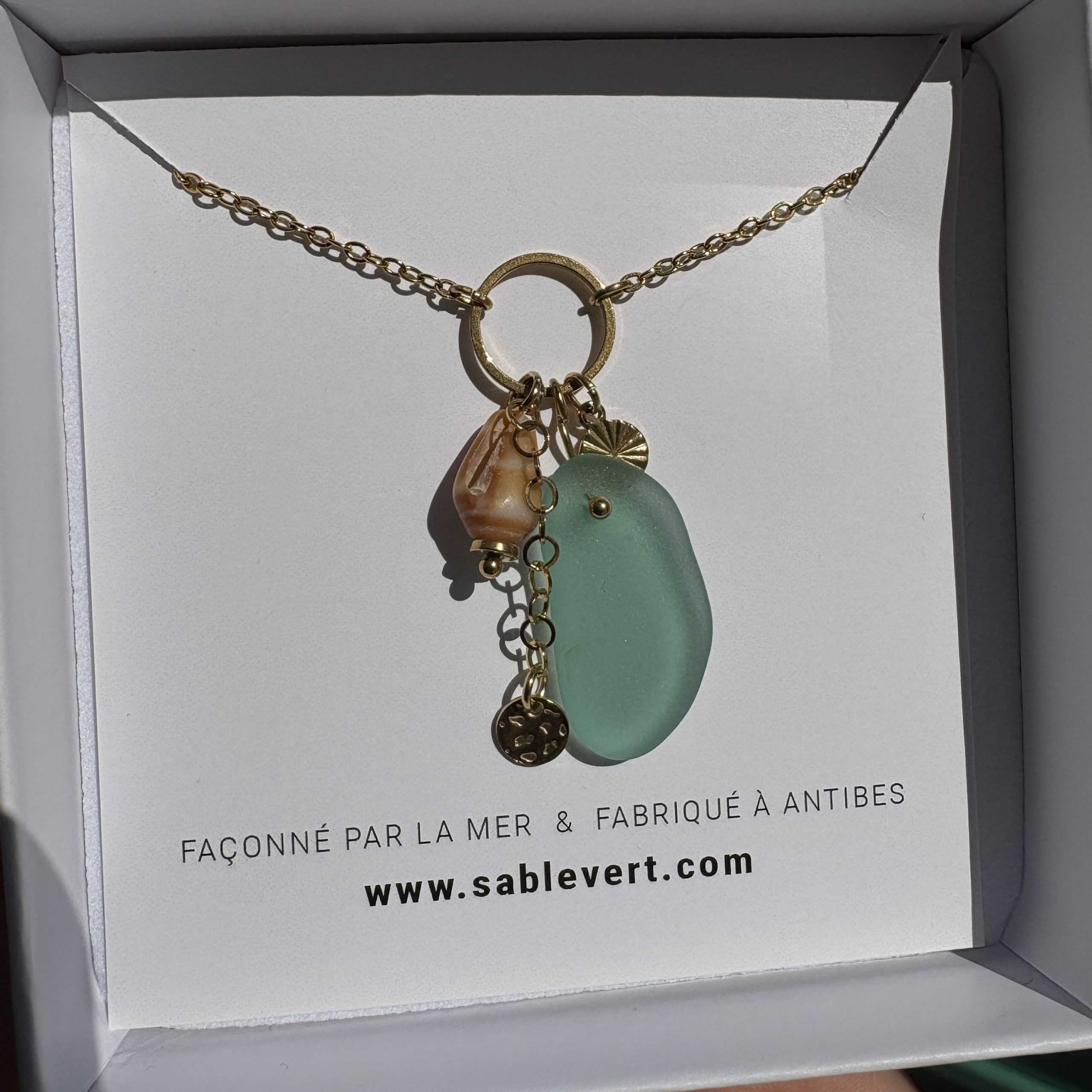 Collier doré PLAGE Vert – Image 3