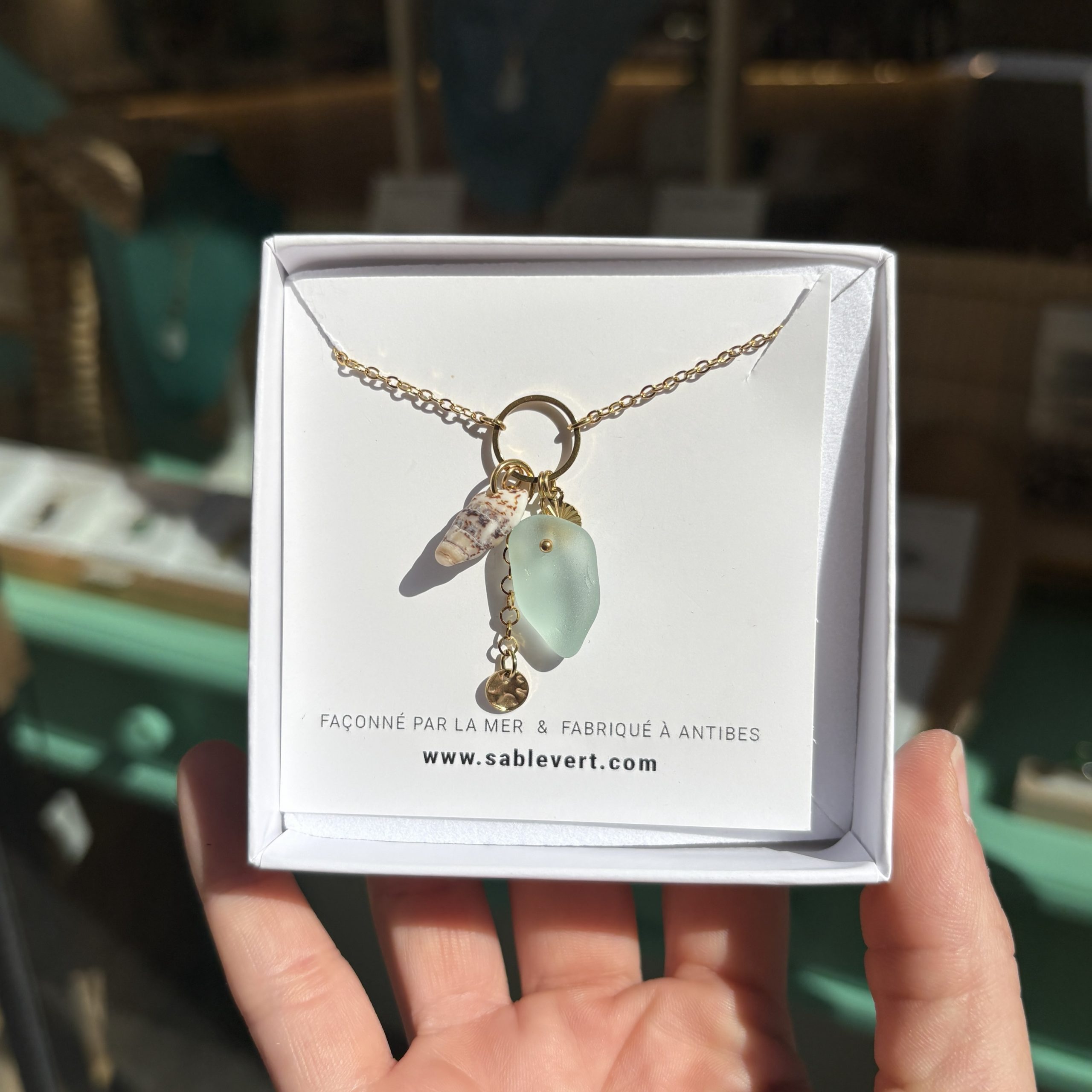 Collier doré PLAGE Vert – Image 2