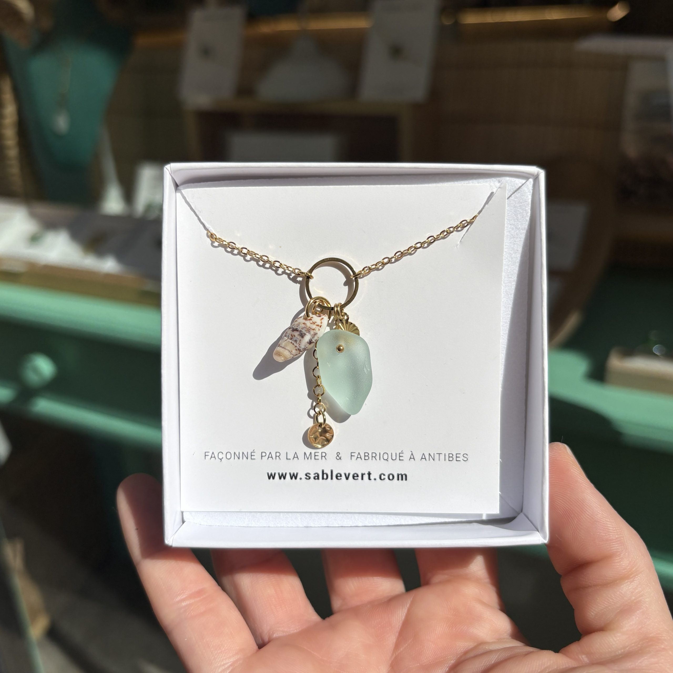 Collier doré PLAGE Vert