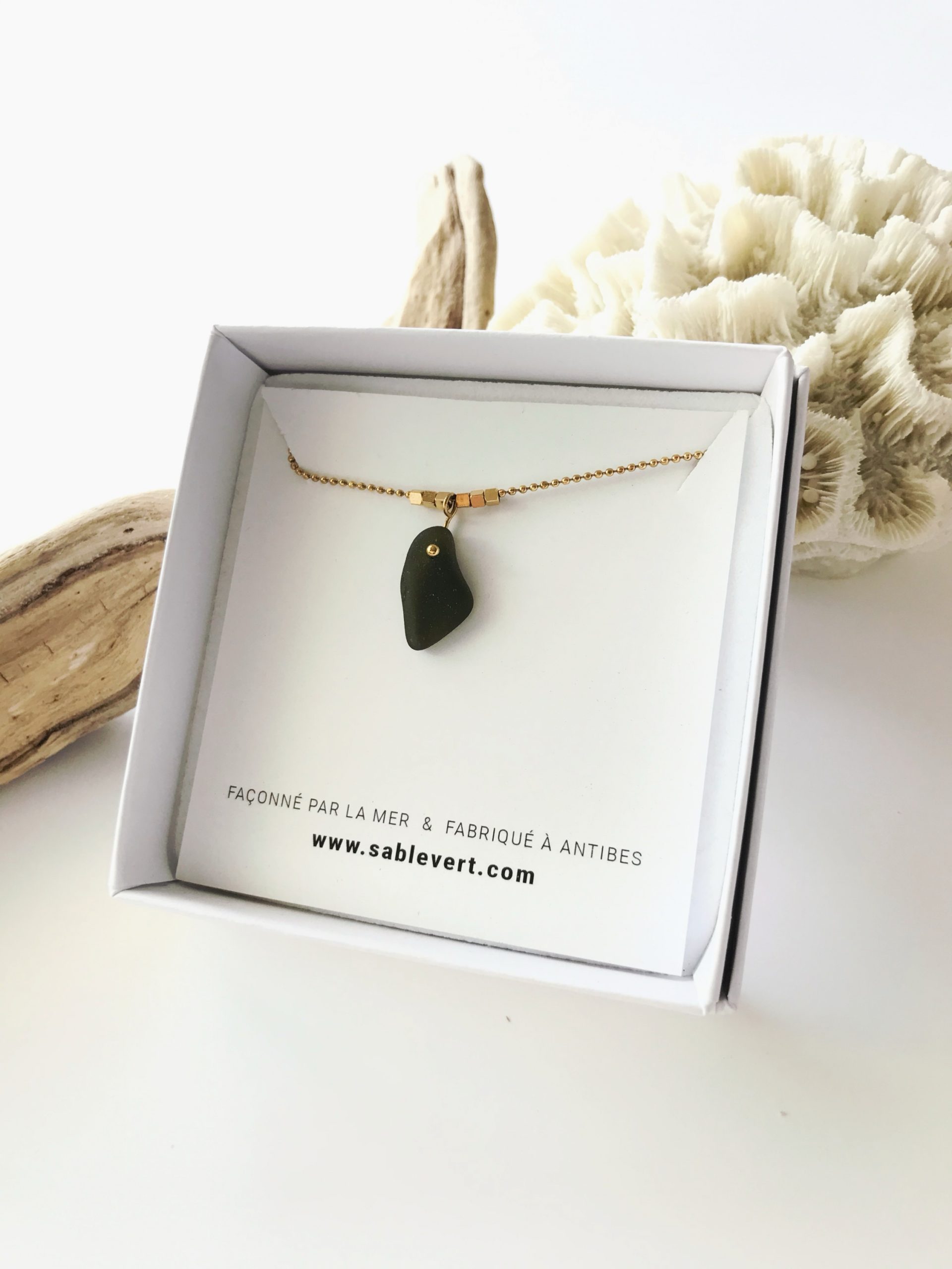 Collier doré DUNE Vert/Noir