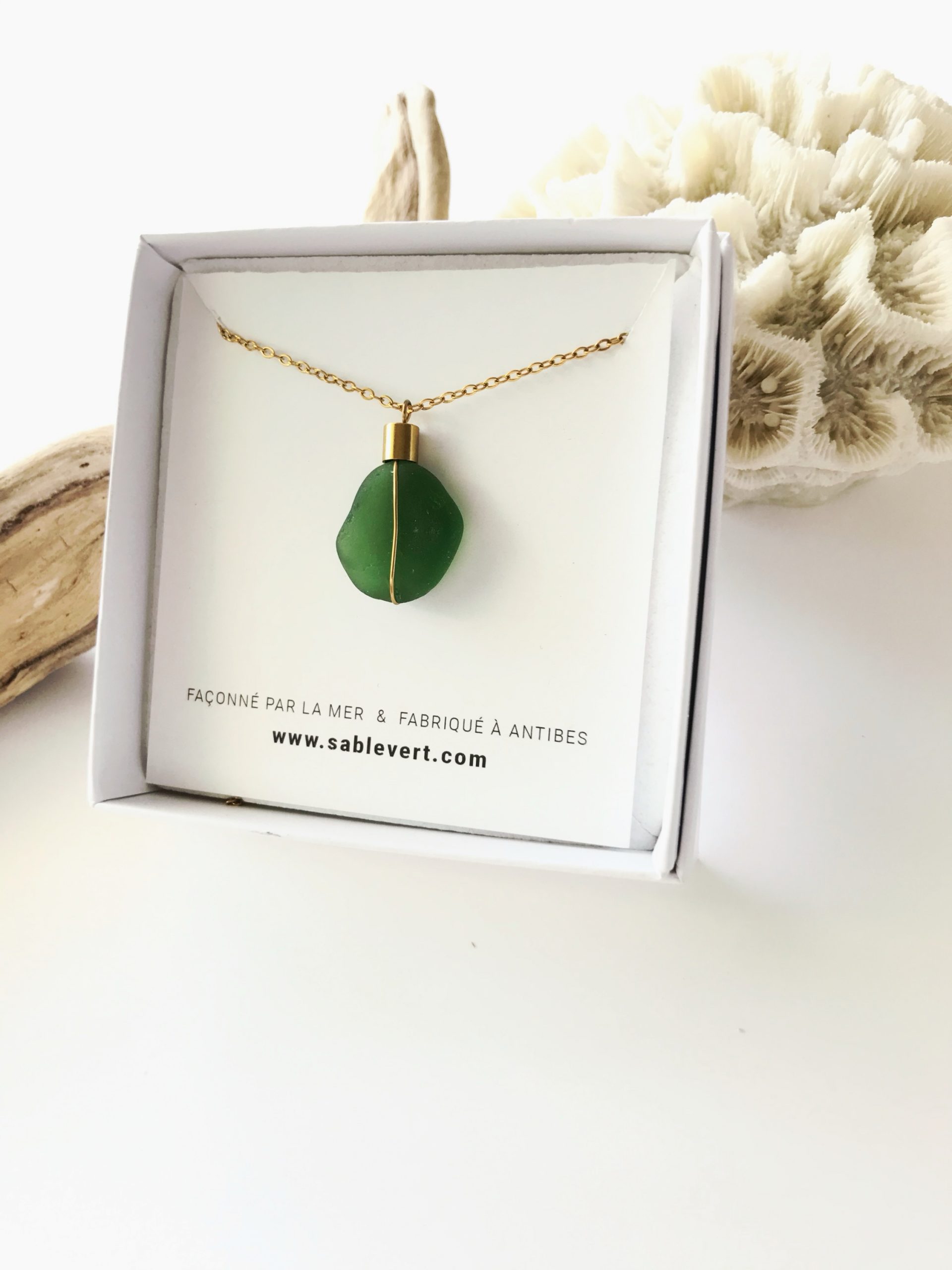 Collier ÎLOT doré Vert