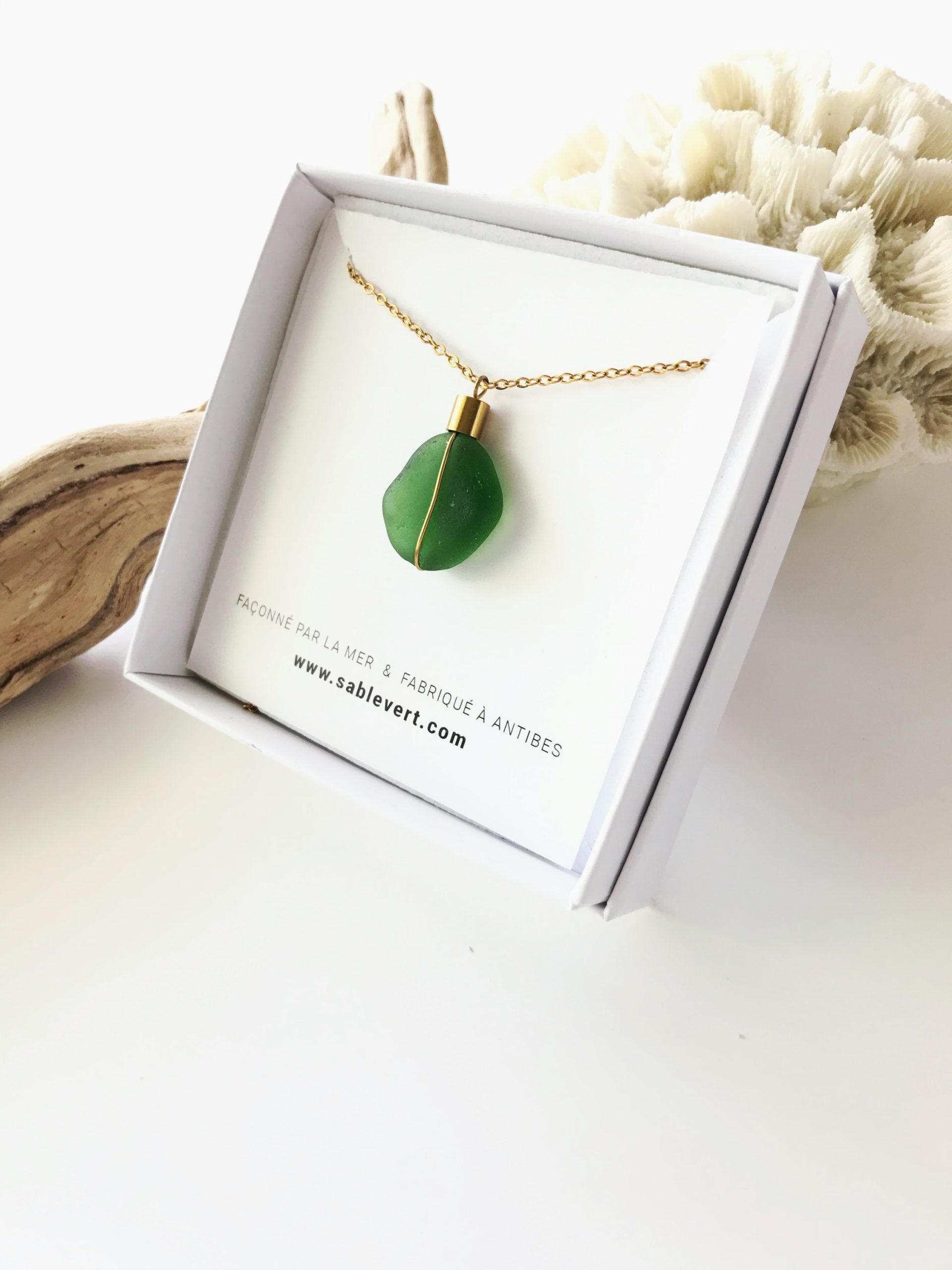 Collier ÎLOT doré Vert – Image 2